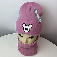 М 91017. Комплект зимовий для дівчинки шапка "МІККІ" і снуд, різні кольори (2-12 років)
