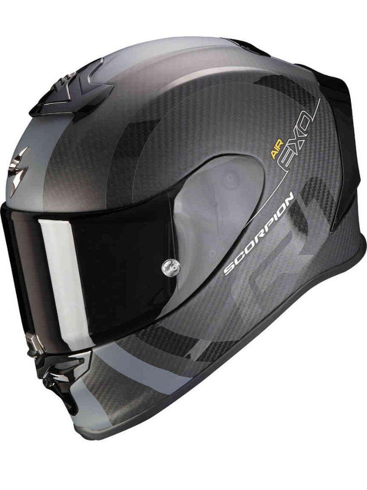 Мотошолом Scorpion Exo-R1 Evo Carbon Air MG матовий чорно-сріблястий