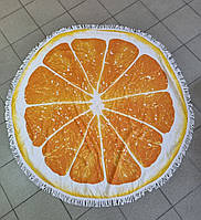 Яркое Пляжное полотенце круглое Апельсин