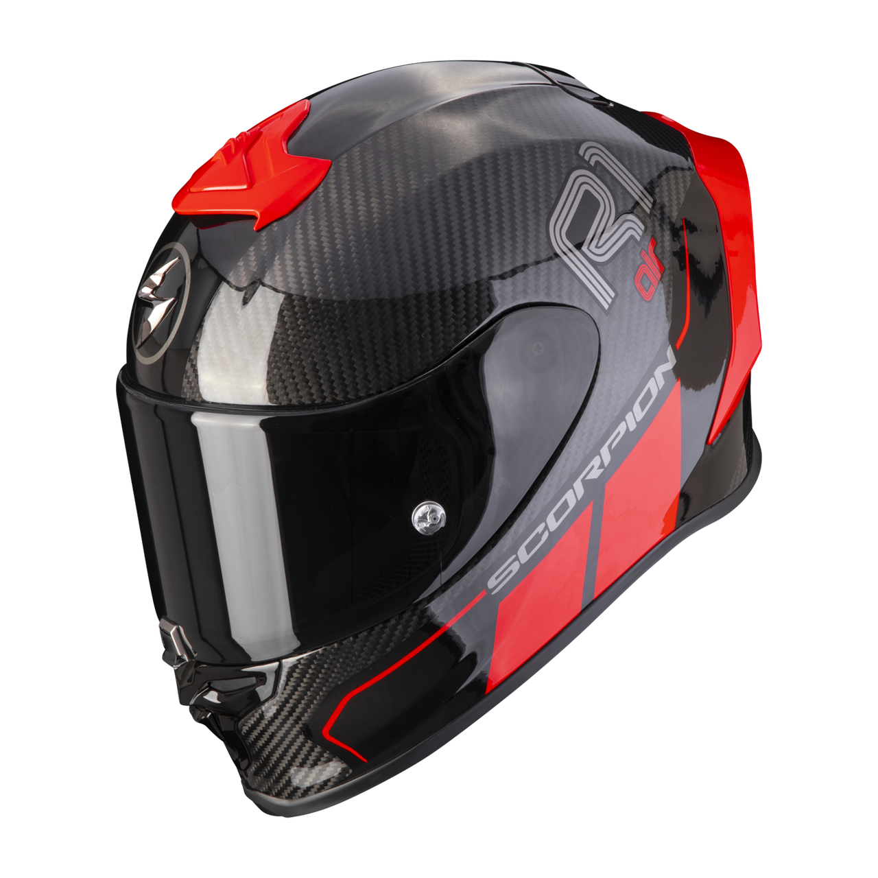 Мотошолом Scorpion Exo-R1 Evo Carbon Air Corpus II чорно-червоний, фото 1