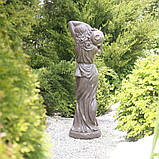 Садова скульптура Дама зі глечиком червоний граніт 84х23х29 см, фото 4