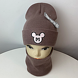 М 92017.Комплект зимовий для дівчинки шапка "МіКі" и снуд , різні кольори (2-12 років), фото 5