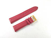Кожаный ремешок для наручных часов 22 мм Nagata Spain красный гладкий с золотистой пряжкой