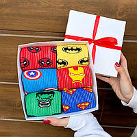 Подарочный набор мужских носков для парней, мужские носки с супергероями Marvel на подарок 40-45р 6 пар
