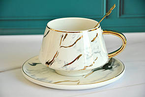 Чашка з блюдцем "Мармур", 250 ml