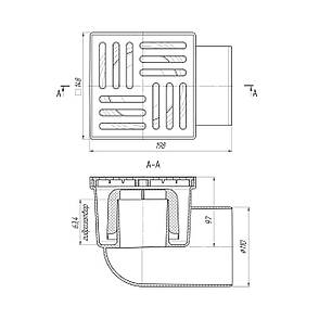 Трап ANIplast з горизонтальним випуском 110 мм, з решіткою 15х15 см TA1110EU, фото 2