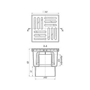 Трап ANIplast з вертикальним випуском 110 мм, з решіткою 15х15 см TA1210EU, фото 2