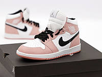 Женские кроссовки Jordan 1 Retro High Black White Pink