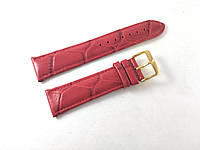 Кожаный ремешок для наручных часов 22 мм Nagata Spain красный текстурный с золотистой пряжкой