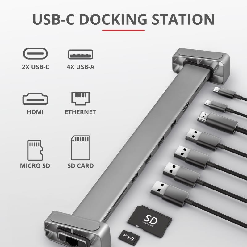 USB-хаб Trust Dalyx Aluminium 10-in-1 USB-C Multi-port Dock, фото 1