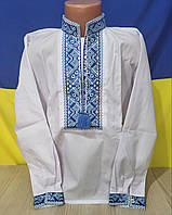 Вышиванка с голубой вышивкой для мальчиков 6/12 лет. Украина. Опт