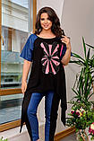 Стильний літній комбінований жіночий брючний костюм: асиметрична туніка + штани (р.48-58). Арт-3002/41, фото 5