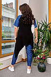 Стильний літній комбінований жіночий брючний костюм: асиметрична туніка + штани (р.48-58). Арт-3002/41, фото 4