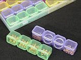 Різнобарвний органайзер (контейнер) на 28 осередків для зберігання страз, фото 3