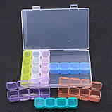 Різнобарвний органайзер (контейнер) на 28 осередків для зберігання страз, фото 2