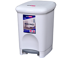 Відро з педаллю пластикове  5 л біле Bruno EG квадратне