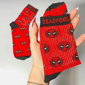 Жіночі шкарпетки якісні із супергероями "Deadpool" червоні 36-41 р Підліткові шкарпетки високі
