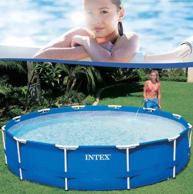 Круглый каркасный бассейн для дачи Intex 28210 366х76 см синий - фото 6 - id-p1876724564