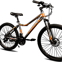 Спортивний велосипед підлітковий 24 дюйма Unicorn Smart Горний велосипед для підлітків Сіро помаранчевий