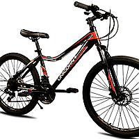 Спортивный велосипед подростковый 24 дюйма Unicorn Smart Горный велосипед для подростков Черно красный
