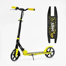 Самокат двоколісний Жовтий Best Scooter Shark, складний, з ручним гальмом, великі колеса 200 мм, фото 3