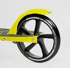 Самокат двоколісний Жовтий Best Scooter Shark, складний, з ручним гальмом, великі колеса 200 мм, фото 6