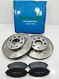 Диски передні гальмівні (к-т лівий + правий + колодки) Ланос,Сенс SHIN KUM Корея, фото 2