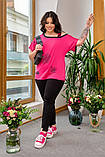 Стильний літній яскравий жіночий прогулянковий костюм батал: футболка + штани (р.48-58). Арт-3003/41, фото 5