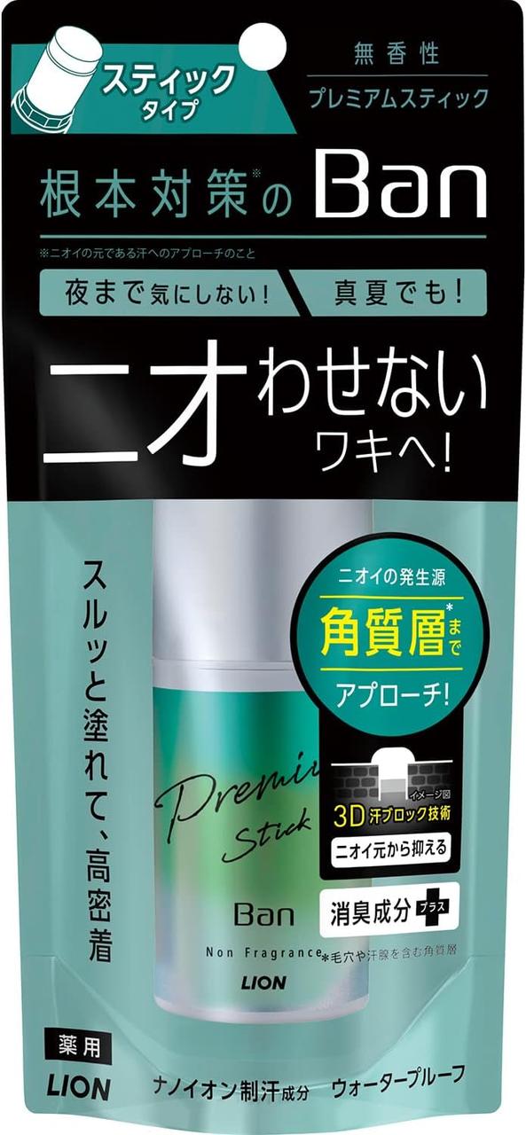 Lion Ban Sweat Block Stick Premium Нано-іонний дезодорант антиперспірант стік без запаху, 20 г