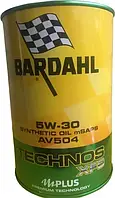 Моторное масло синтетика Bardahl Technos xfcAV504 C60 5W-30 metal 1 л, автомобильное масло синтетическое