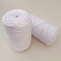 Шнур плетеный белый 2 мм (№751) macrame cotton макраме коттон, шнур хлопковый для макраме, нитки макраме