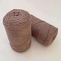 Шнур плетеный какао 2 мм (№768) macrame cotton макраме коттон, коричневый шнур для макраме