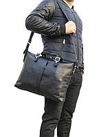 Чёрная деловая кожаная сумка мужская Newery N1004GA высокое качество
