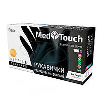 Нітрилові рукавички MedTouch без пудры чорні S, 100 шт