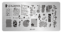 Пластина для стемпинга металлическая для дизайна ногтей, узоры геометрия WY-031