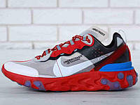 Мужские Кроссовки Nike React, White Black Blue Red White