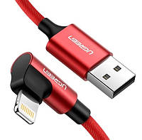 Кабель зарядный Ugreen USB A - Lightning MFi сертифицированный угловой 2м Red (US299)