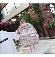 Городской женский розовый рюкзак геометрия