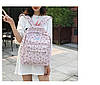 Міський жіночий рожевий рюкзак геометрія, фото 4