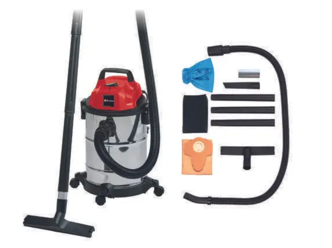 Потужний професійний вакуумний промисловий пилосос для прибирання Einhell TC-VC 1820 S : 1250 Вт, 20л, без розетки