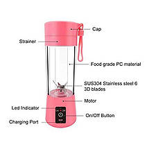 Портативний смузі блендер бездротовий Juice Cup HM-03 із 6 ножами від USB, фото 2