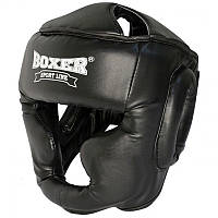 Шлем тренировочный каратэ BOXER Элит M кожа черный