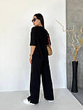 Чорний жіночий вільний прогулянковий трикотажний костюм: штани та кофта, фото 6