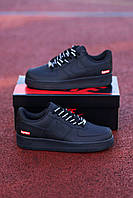 Мужские и женские кроссовки Nike Air Force 1 x Supreme Black Red