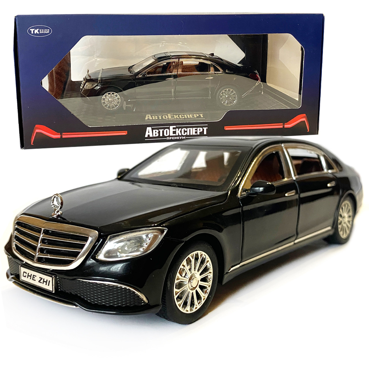 Машинка дитяча металева Mercedes-Benz E 300, Мерседес, чорний, Автоексперт, 1:24, світло, інерція, відкриваються двері, багажник,, фото 1