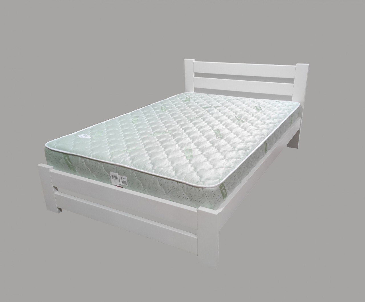 Односпальне ліжко з масиву дуба Палермо плюс 90х190 в молочній емалі Ral 9010 Крок ламелей 5,5 см.