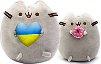 Набор Мягких игрушек Пушин кэт с сердцем и Pusheen cat с пончиком 23х25 см и18х15см Серый (vol-10385)