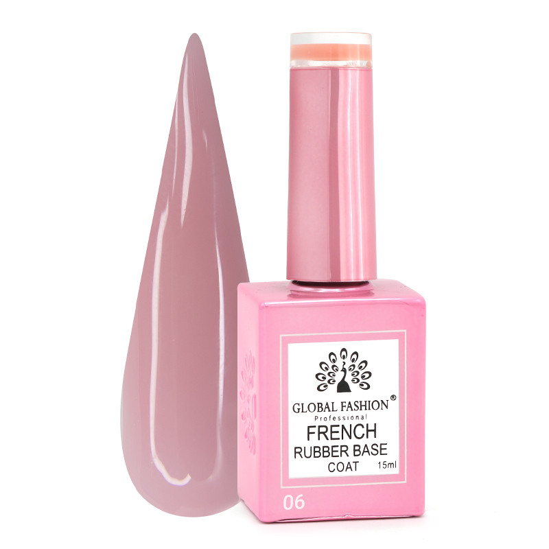 Каучукова база для гель-лаку френч Global Fashion Rubber Base Coat French, 15 мл 06