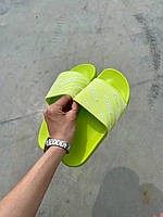 Женские шлепанцы Balenciaga Slides Small Logo Neon Green шлепки баленсиага сланцы слипоны тапки