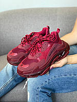 Женские кроссовки Balenciaga Triple S Clear Sole Burgundy